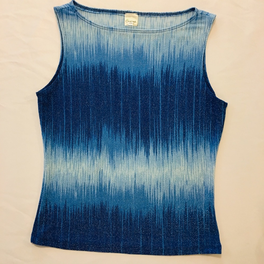 ❤️ Women’s Glitter Aqua Orange USA Top